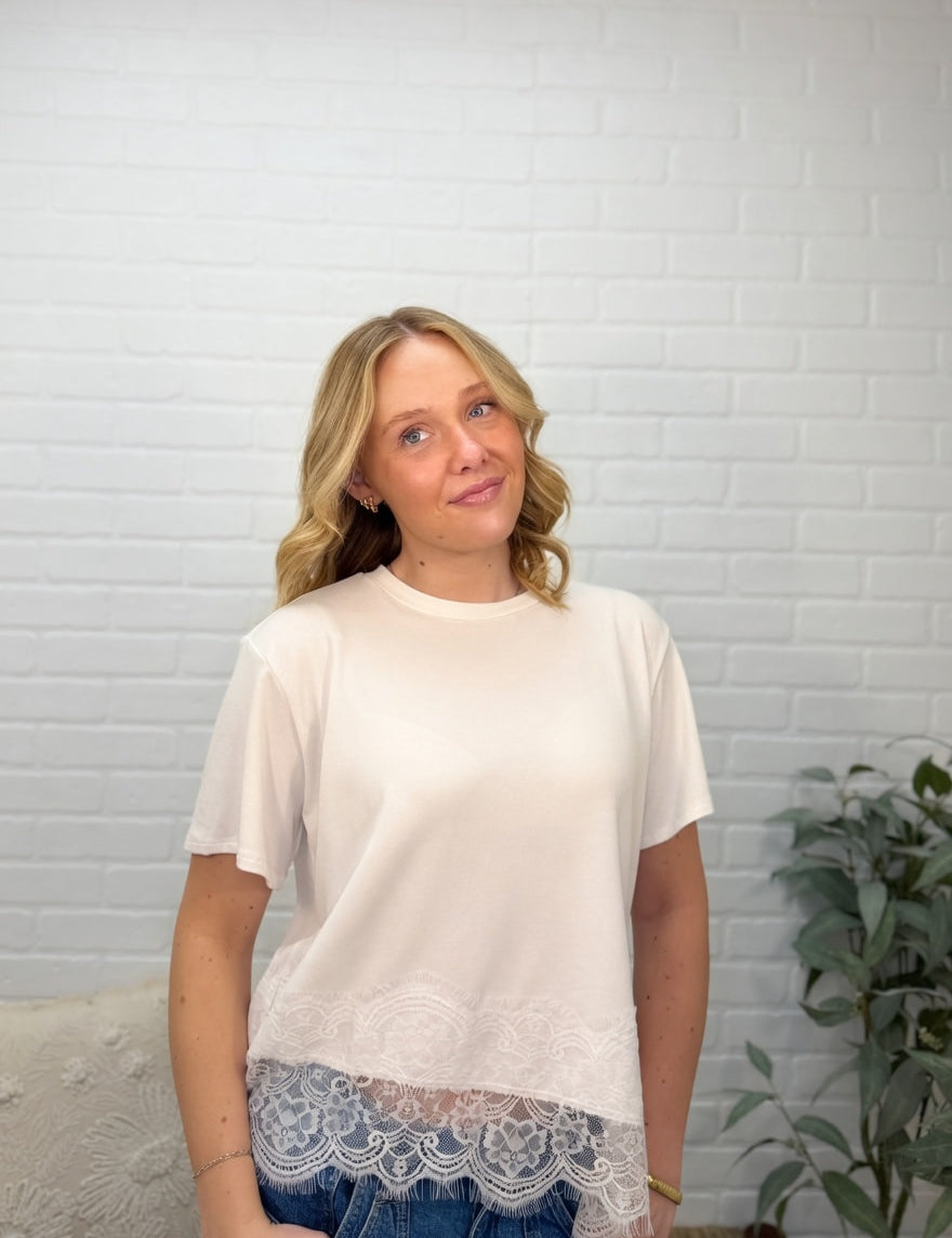 Asymmetrical Lace Trim Top