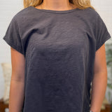 Essential Cotton Slub Boxy Cut Cap Sleeve Tee