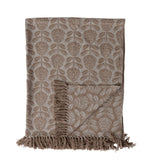 Woven Recycled Cotton Blend Throw W Floral Pattern & Fringe