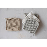 8 Square Cotton Crochet Pot Holder, 4colors
